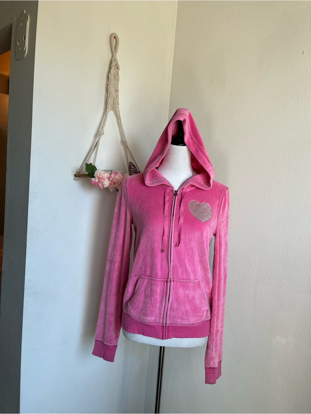 Y2k Victoria Secret Pink Hooded Velour Zip up size M